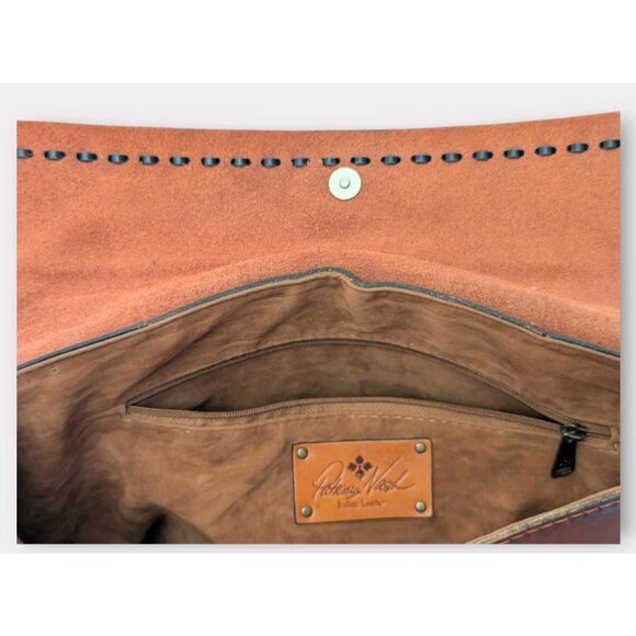 Patricia Nash Satchel Cognac Burnished Smooth Italian Leather Purse Shoulder Bag - Picture 8 of 16